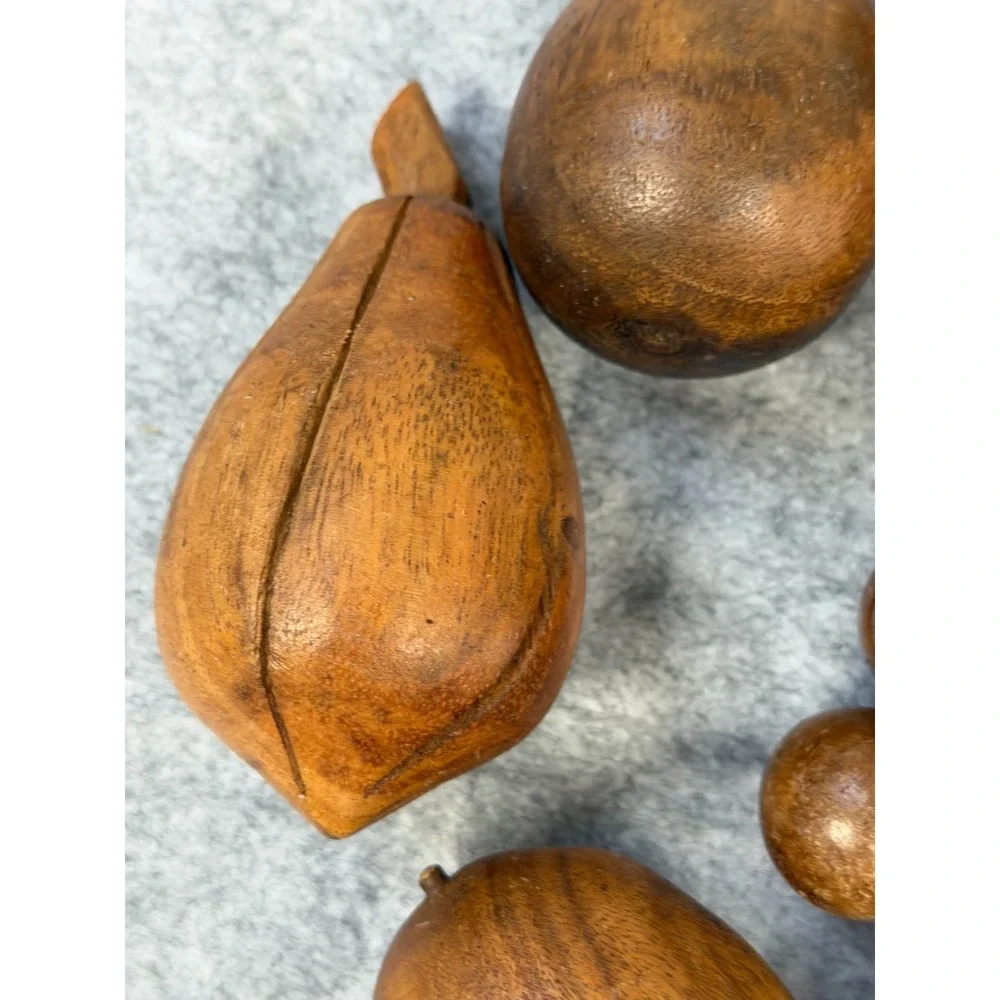 Vintage Hand Carved Assorted Wooden Fruit 9 pieces Philippines‎